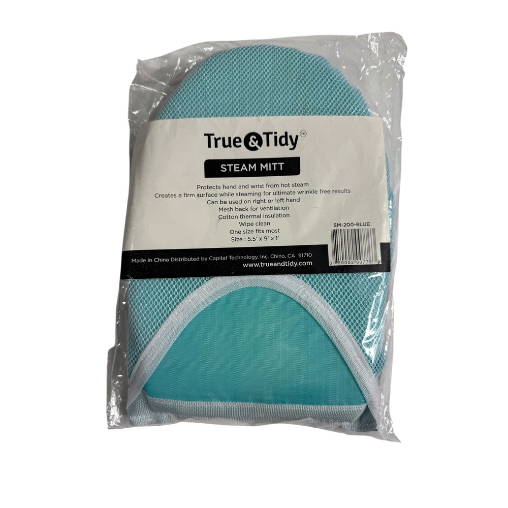 True & Tidy Blue Steam Mitt Heat Resistant Garment Steamer Glove SM BLUE